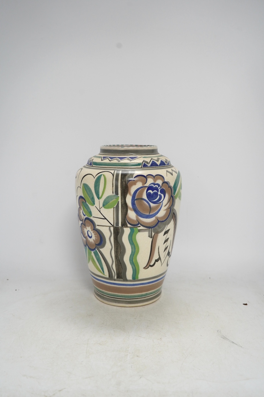 A 1930’s Carter Stabler Adams Poole vase, shape 966 PU pattern, 25cm high. Condition - very fine all over crazing